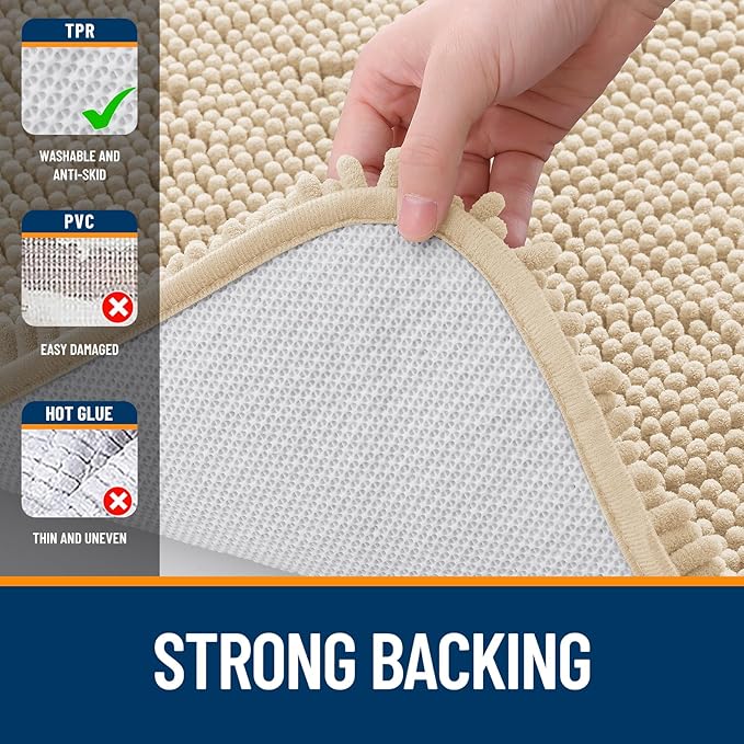 OLANLY Bathroom Rugs 30x20, Extra Soft Absorbent Chenille Bath Rugs, Rubber - Image 6