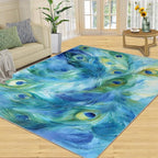 Peacock Feather Rug 5x6-5x6 Rug, Teal Turquoise Area Rugs - Image 2