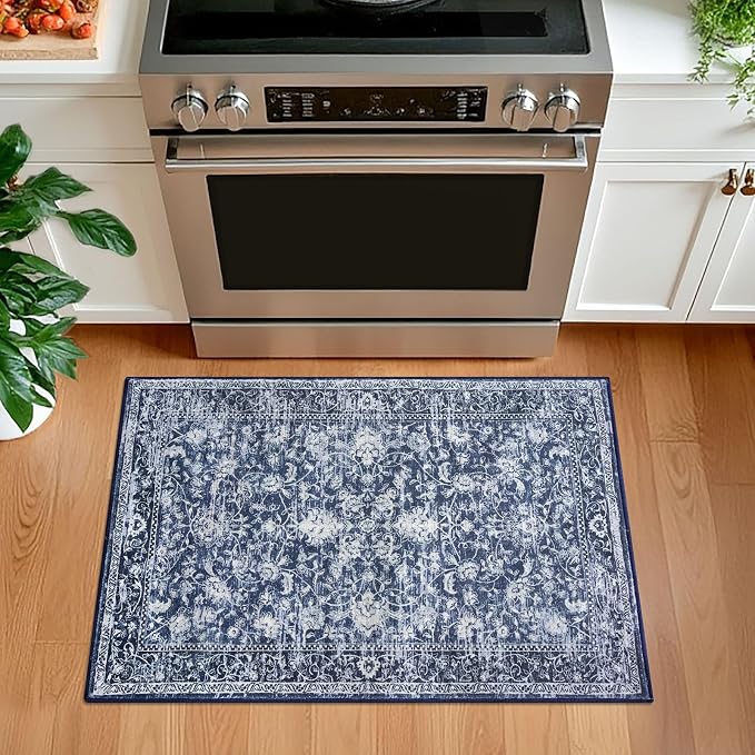 KILOCOCO Washable Rug 2x3 Rug for Entryway Printed Vintage Floral Soft Non-Slip - Image 7