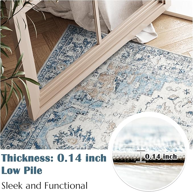 jinchan Kelda Area Rug 2x3 Entryway Rug Washable Doormat Vintage Retro Indoor - Image 4