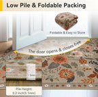 Floral 9x12 Area Rug Machine Washable Soft Print Boho Carpet Non Slip Doormat - Image 5