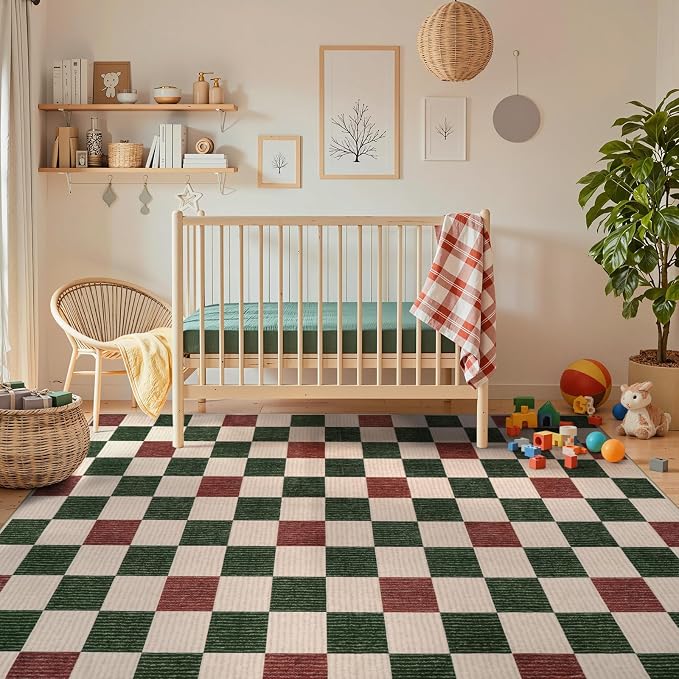 LIVEBOX 8x10 Area Rugs for Living Room Clearance, Checkered Non-Slip Washable - Image 6