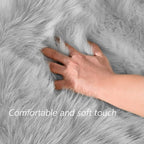 Latepis Grey Area Round Area 5ft Circle Fur Rug - Image 4