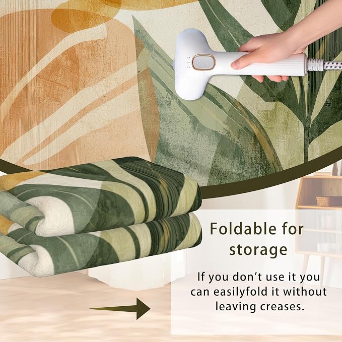 Boho Tropical Leaves Washable Living Room Area Rug, Low Profile Abstract Pattern - Image 6