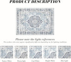 Area Rug 9×12, Large Vintage Boho Rug, Ultra-Soft Low Pile, Non Slip, Stain - Image 3