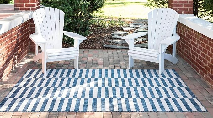 Unique Loom Outdoor Collection Classic Stripes, Transitional Indoor & Outdoor - Image 3