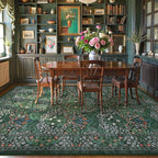 Lahome Floral Dark Green Area Rugs 8x10, Soft 8x10 Washable Rugs - Image 2