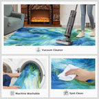 Peacock Feather Rug 5x6-5x6 Rug, Teal Turquoise Area Rugs - Image 7