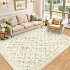 10x12 Area Rugs for Living Room: Floral Washable Rug Vintage Large Soft Boho - Image 2