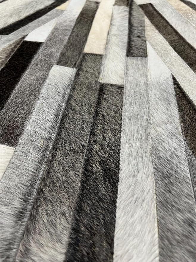 Faux Cowhide Round Area Rug | Non-Slip Leather Floor Carpet - Image 8