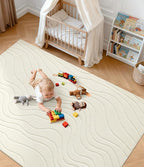 YIHOUSE 6x9 Abstract Line Area Rug, Modern Washable Stain Resistant Rugs Non - Image 2