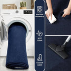 Runner Rug for Hallway, 2x8 Feet Non-Slip Washable Navy Blue Long Area Rug - Image 5