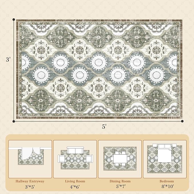 EnHomee Area Rugs 3x5, Soft Washable Rugs - Image 2