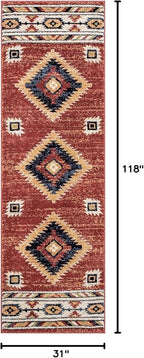 Well Woven Tulsa Lea Crimson Traditional Southwestern Tribal Runner Rug - Image 2