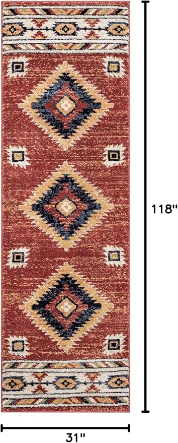 Well Woven Tulsa Lea Crimson Traditional Southwestern Tribal Runner Rug - Image 2
