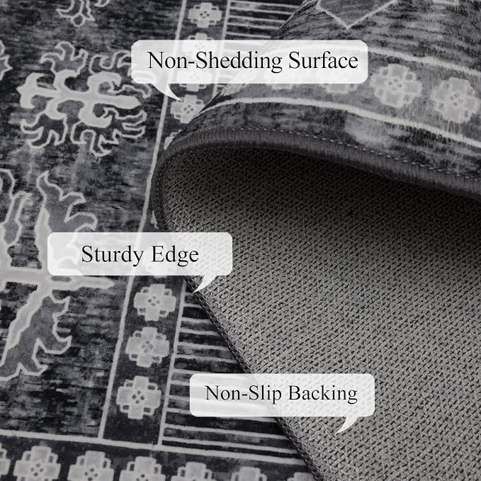 4x6 Washable Area Rug for Living Room, Carpet for Bedroom, Soft Faux Wool Retro - Image 7