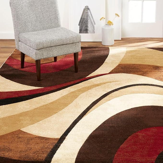 Home Dynamix Tribeca Slade Modern Area Rug, Abstract Brown/Red 39"x55" - Image 2