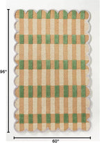 Hand-Tufted Wool Rug with Scalloped Edges, Light Blue Plaid Pattern, Cozy Soft - Image 2