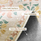 jinchan Round Rug 5ft Area Rugs Vintage Floral Distressed Design, Machine - Image 4