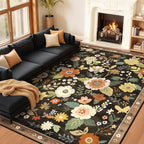 Floral 9x12 Area Rug Machine Washable Soft Print Boho Carpet Non Slip Doormat by RELEANY