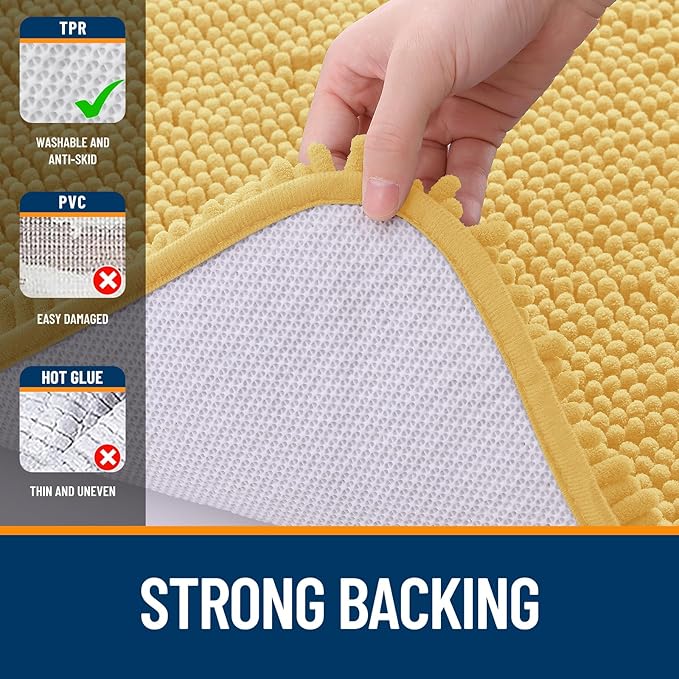 OLANLY Bathroom Rugs 47x24, Extra Soft Absorbent Chenille Bath Rugs, Rubber - Image 6