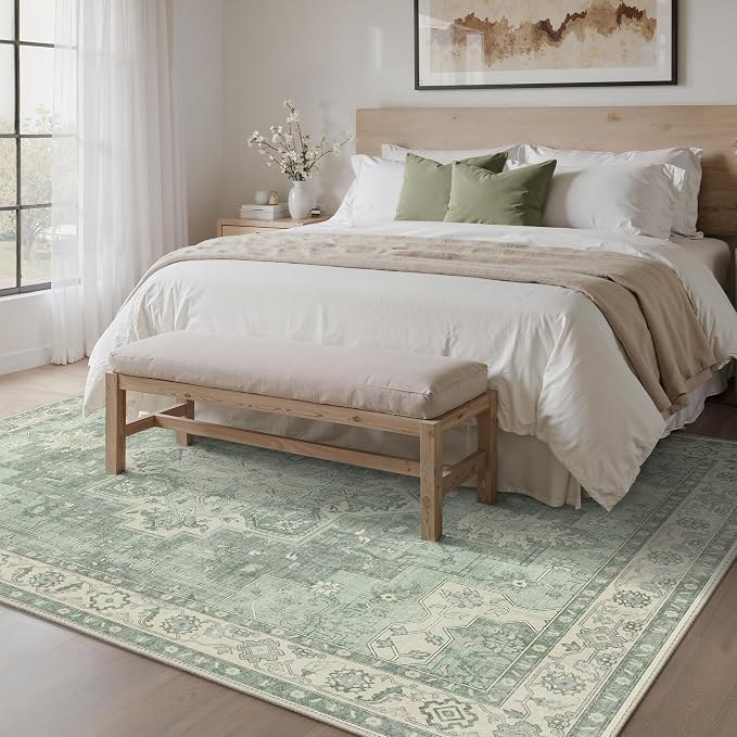 GENIMO 8x10 Area Rugs for Living Room, Machine Washable Non Slip Vintage Rugs - Image 2