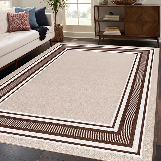 Beverly Rug Non Slip Area Rugs 3x5 Modern Bordered Non Skid Rubber Backing Soft - Image 4