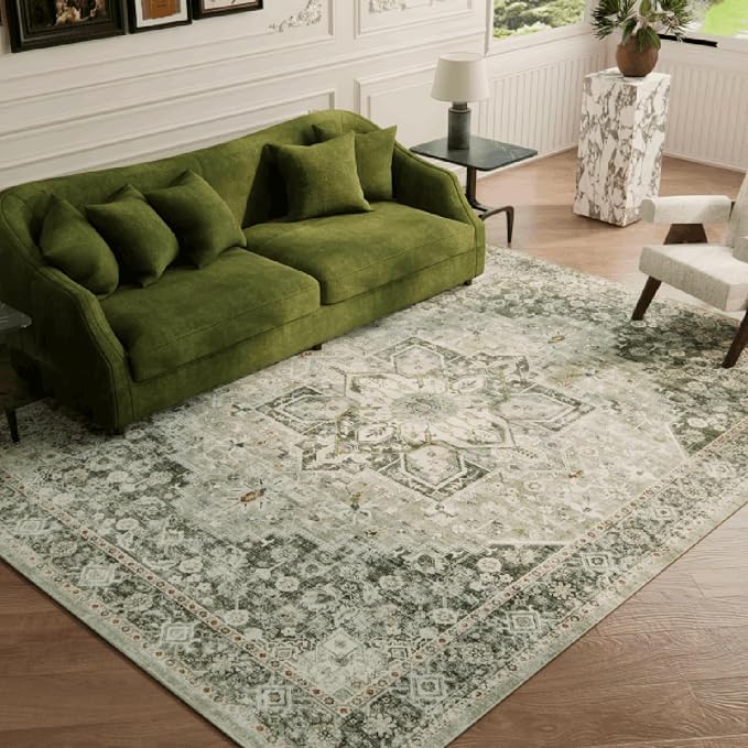 9×12 Machine Washable Rug for Living Room, Boho Vintage 9×12 Area by Hedwior