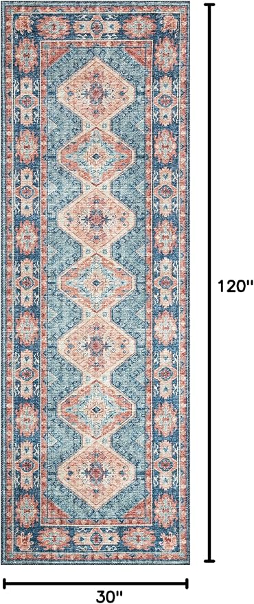 Loloi Skye Collection SKY-03 Turquoise/Terracotta 2'-6" x 10'-0" Runner Rug - Image 2