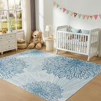 WITSHOCK 8x10 Washable Rug for Living Room, Modern Floral Distress Print - Image 4