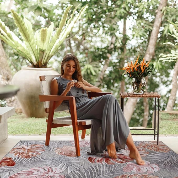CAMILSON Indoor Outdoor Rug, Easy-Cleaning Non-Shedding Living Room, Garden and - Image 6