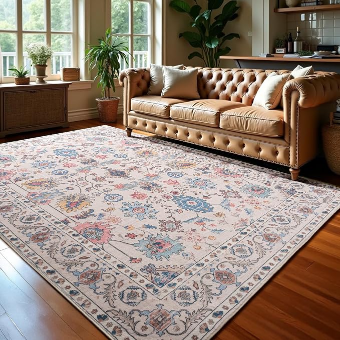Area Rug for Living Room, 9x12 Washable Non Slip Large Faux Wool Throw Rug - Image 3