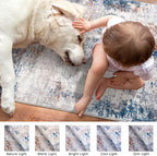 Modern Abstract Entryway Rug Indoor 2x3 Washable Non-Slip Soft Grey Orange - Image 3