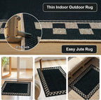 OJIA Easy Jute Kitchen Rug, 2x3 Black Indoor Door Mat Checkered Washable Area - Image 4