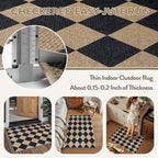 Lahome Checkered Easy Jute Kitchen Rug, 2x3 Front Door Mat Non Slip Washable - Image 5