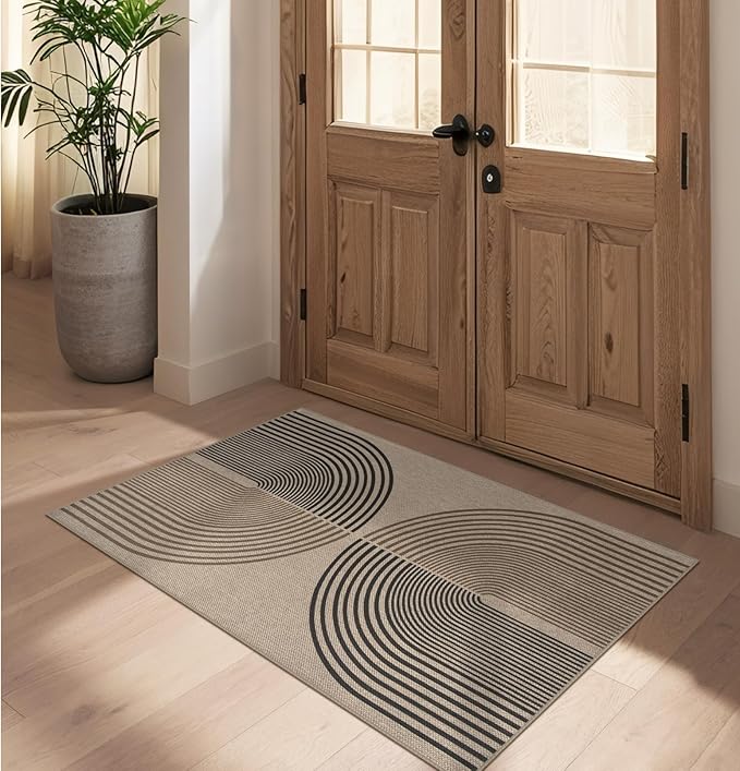 Easy Jute Rainbow Entryway Rug, 2.6x4 Washable Non-Slip Indoor Outdoor Doormat by Rugalia