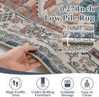 Boho Rugs for Bedroom Girls Playroom, Distressed Medallion Printed 8x10 Rugs - Image 6