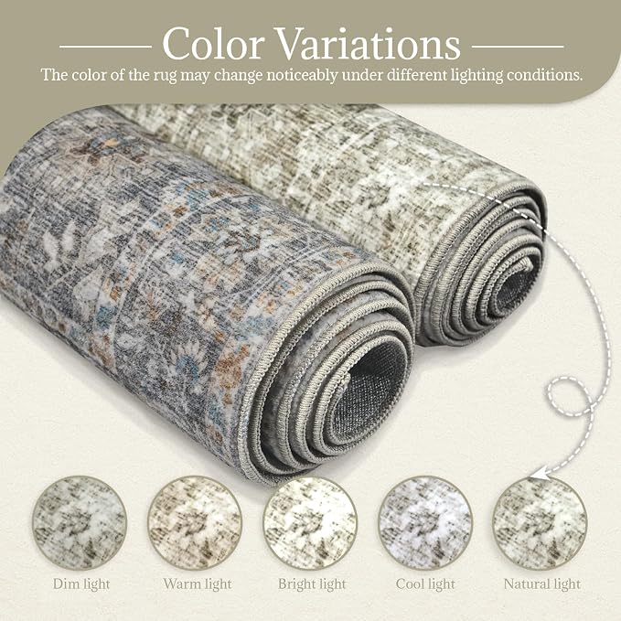 6x9 Washable Rug Vintage Fade Resistant Boho Distressed Non-Slip Indoor Large - Image 5