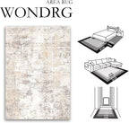 3x5 Washable Area Rug Beige Grey Abstract Entryway Office Throw Rug Neutral - Image 2