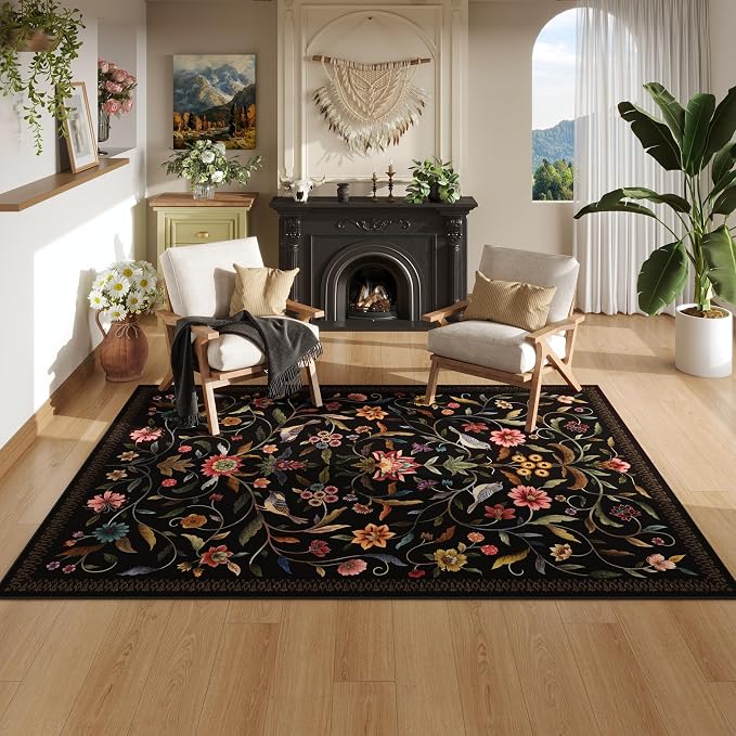 Vintage Medallion Floral 3x5 Washable Rug, Soft Low Pile Area Rug, Non-Slip - Image 5