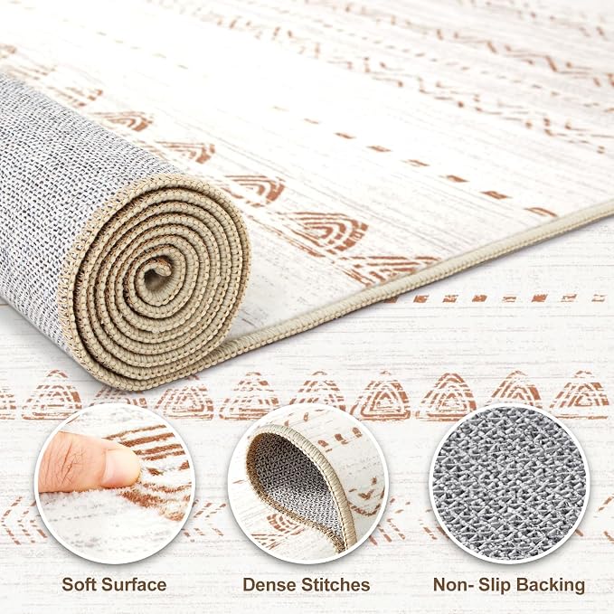 Nakagishi 10x14 Area Rugs Living Room: Washable Boho Large Neutral Modern Soft - Image 3