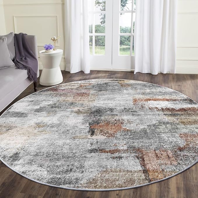 vivorug Round Rug 6ft Abstract Round Area Rug Non-Slip Indoor Carpet - Image 2