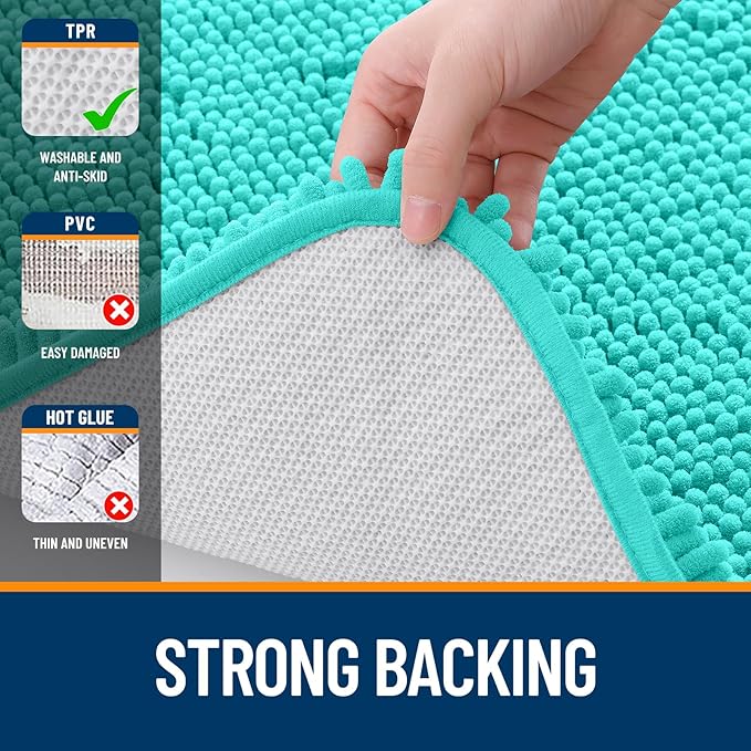 OLANLY Bathroom Rugs 40x32, Extra Soft Absorbent Chenille Bath Rugs, Rubber - Image 6