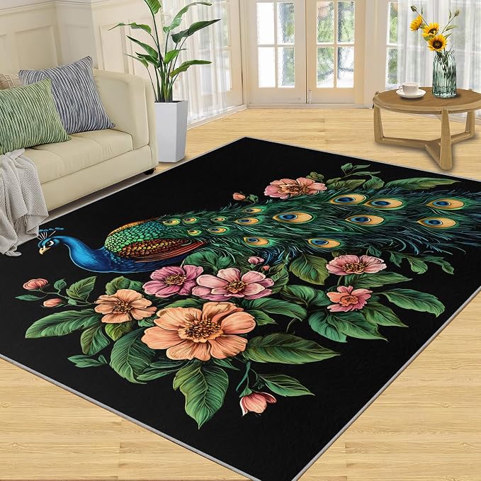 Peacock Peony Rugs for Bedroom - Image 2