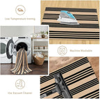 Striped Outdoor Front Door Mat 24"x51", Cotton Hand Woven Washable Black and - Image 5
