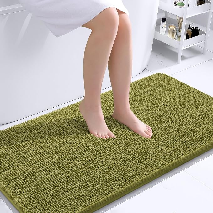 OLANLY Bathroom Rugs 44x24, Extra Soft Absorbent Chenille Bath Rugs, Rubber by OLANLY