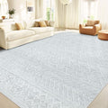 9x12 Area Rug Living Room: Washable Boho Geometric Moroccan Rug Neutral Modern by pmtsns