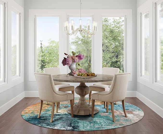vivorug Round Rug 6ft Abstract Round Area Rug Non-Slip Indoor Carpet - Image 3
