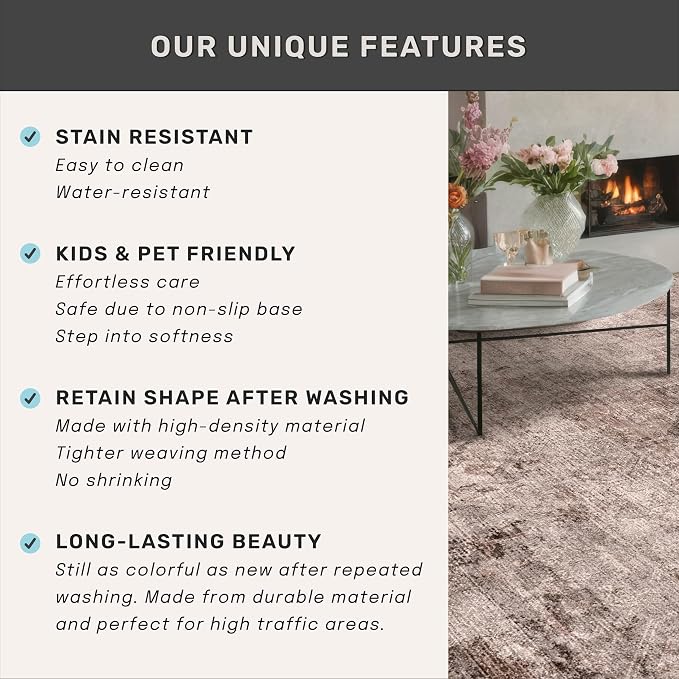 Farmhouse 2x6 Hallway Runner Rug Non Slip, Machine Washable Red Brown Rugs - Image 6