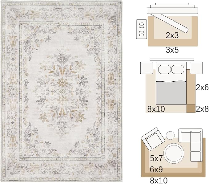 jinchan Vintage Floral 6x9 Area Rug - Image 2